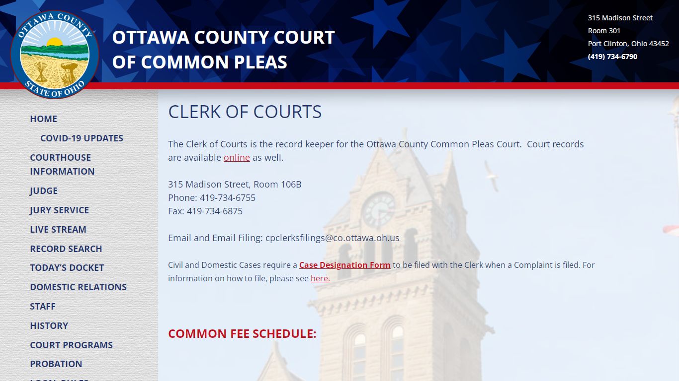 Clerk of Courts – Ottawa County Court of Common Pleas